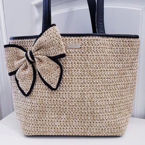 Kate Spade Belle Place Straw Bow Tote in Natural